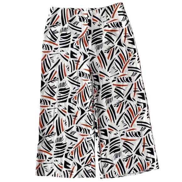 Mi Ami francesca's NEW Abstract Geo Palm Leaf Wide Leg Linen Blend Pants : L - Picture 2 of 7